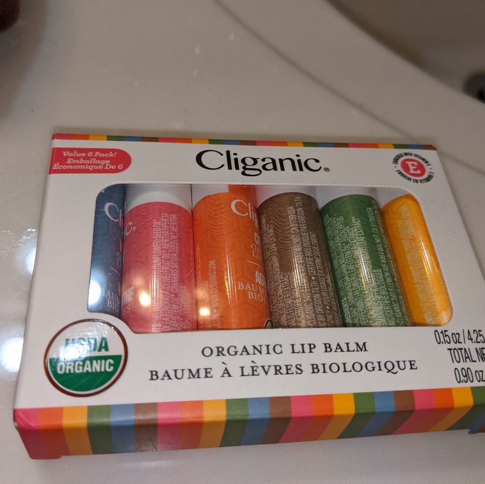Brand NIP 6-pack of Cliganic Organic Lip Balms